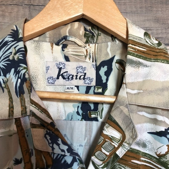 Vintage Cotton Retro Hawaiian Button Up Short Sleeved Shirt Medium - Picture 3 of 11